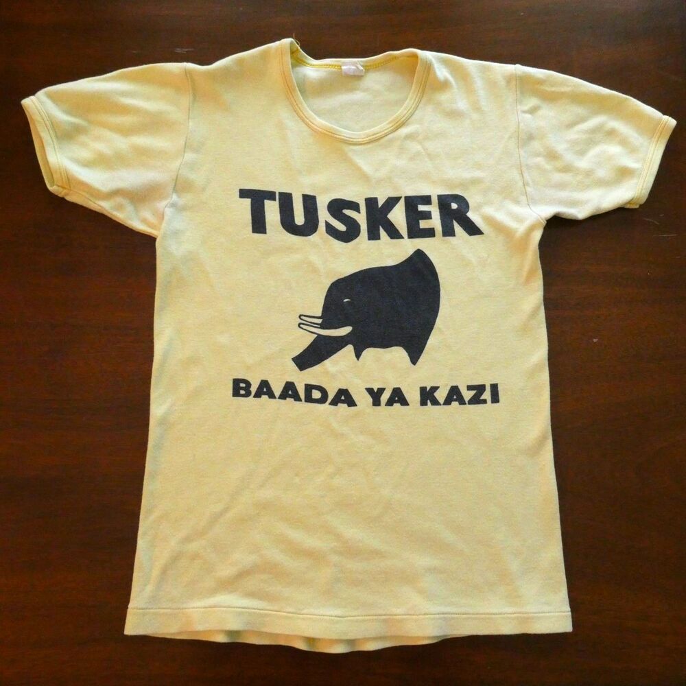 Vintage Tusker Beer T-Shirt Kenya Breweries Baada Ya Kazi Elephant XS/Small